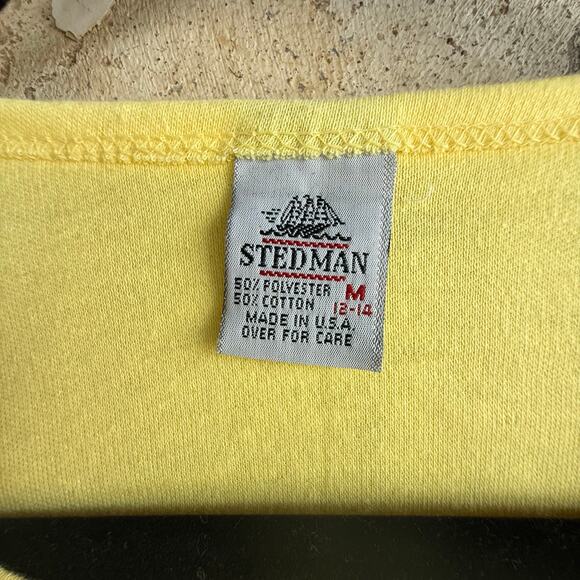 Vintage Stedman T Shirt 50/50 Tee Made in USA Farm Wife Country Yellow Womens M - Picture 3 of 5